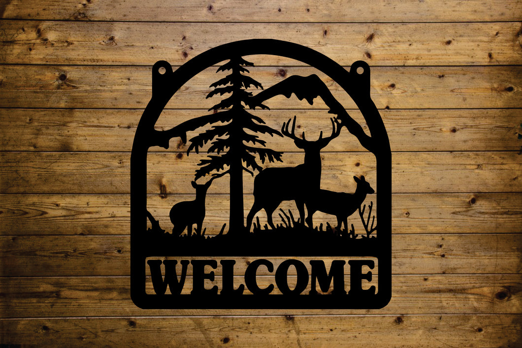 Whitetail Deer Welcome SIgn - Black Acrylic